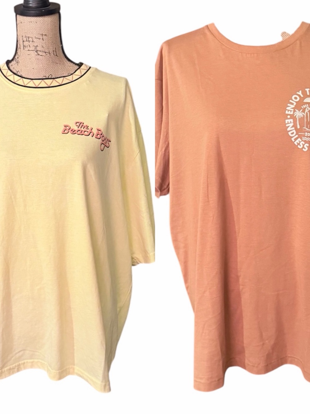 Bundle Free Planet Short Sleeve T-Shirts in Pale Yellow & Dusty Peach